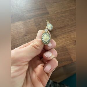 Vintage Nina Ricci Earrings For Avon Rose Cameo Earrings With Rhinestone